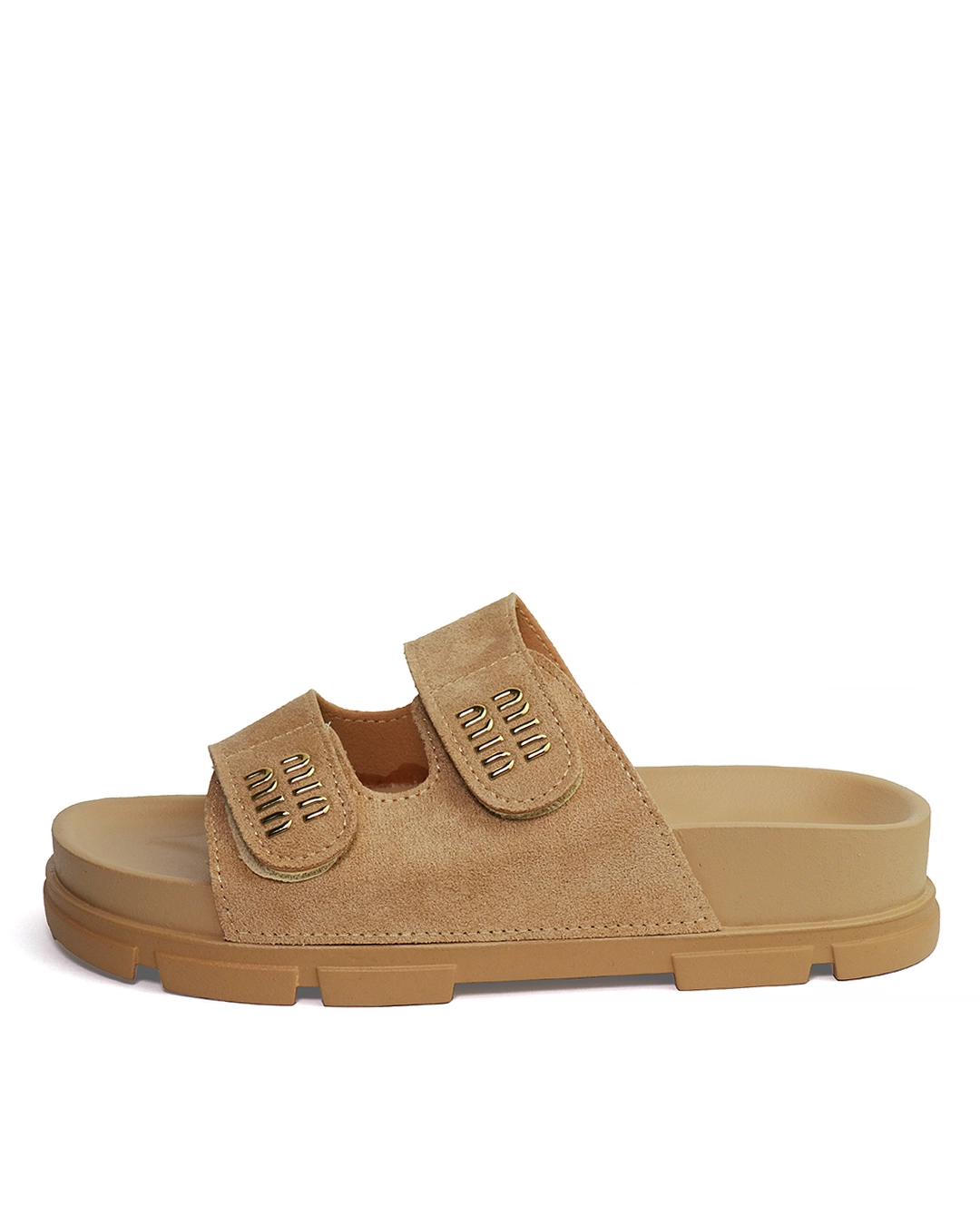 صندل زنانه وارداتی کی شوز K Shoes مدل 200-67 طرح میو میو MIU MIU شتری